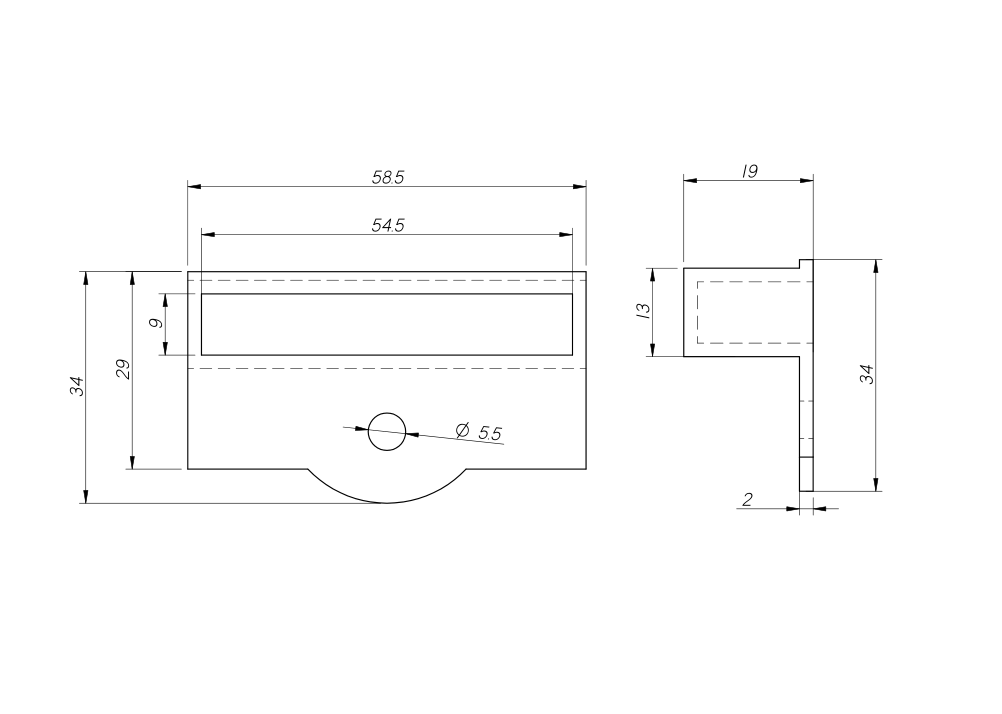 Technical drawing of the slat holder