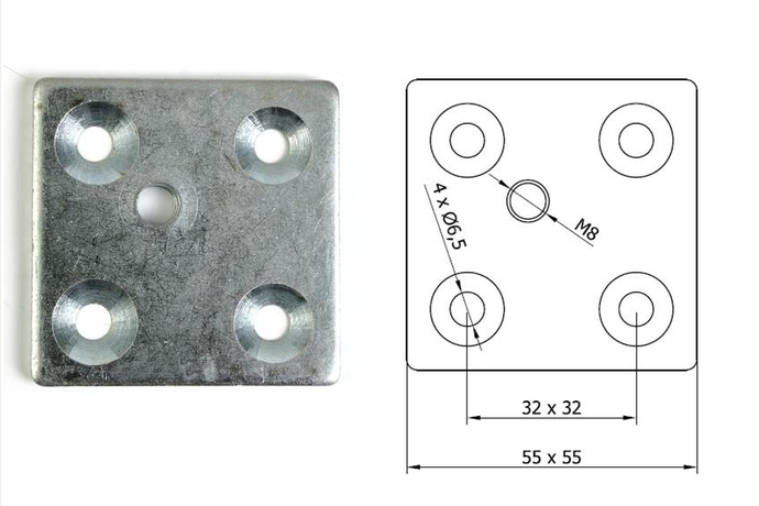 Square Mounting Plate M8
