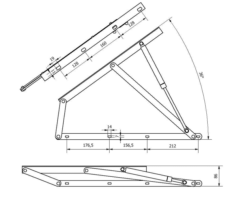 ST Bed Lift technical drawing